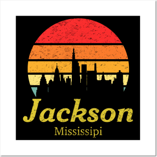 Vintage sunset Jackson Mississipi Posters and Art